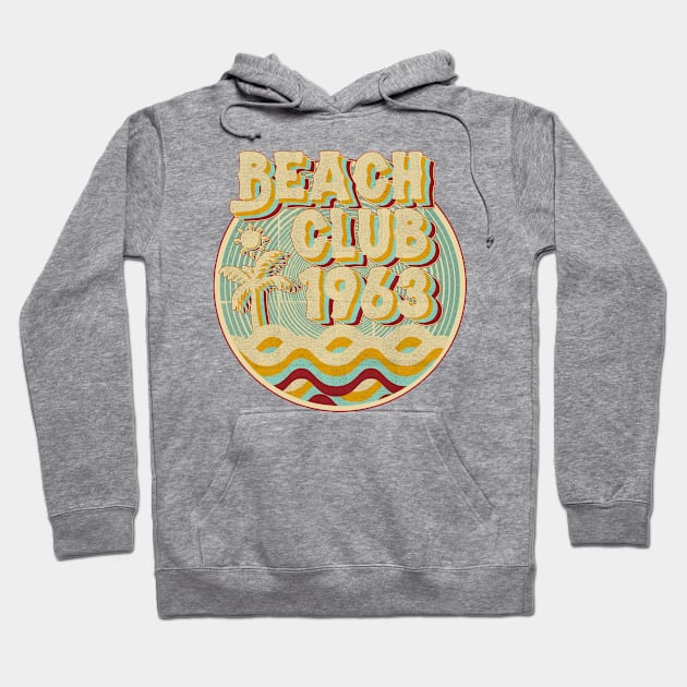 vintage retro beach club 70s 1963 with spirale turqoise Hoodie by lord cobra